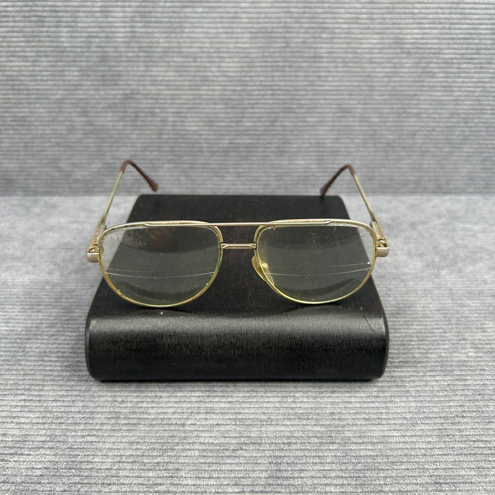 Vintage Gold Tone Aviator y2k Eyeglasses Double Bridge Navigator Frames